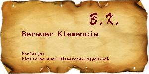 Berauer Klemencia névjegykártya